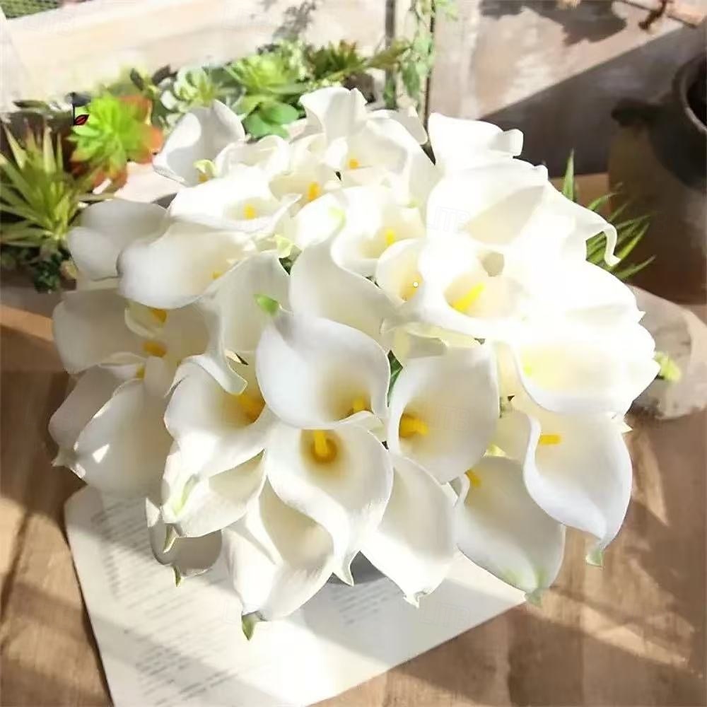 20 svazků umělých stonků lilií, kala a lotosových květů v 18 barvách, realistické umělé květiny na Valentýna, Den matek, svatební kytice, fotografické rekvizity, venkovní a vnitřní dekorace 2026 - $23.99 –P1