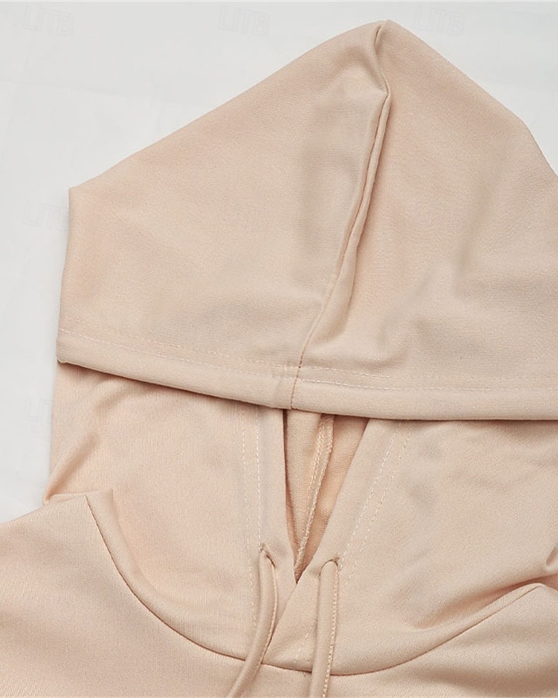 Femmes Sweat à capuche Uni Streetwear Occasionnel Confortable manche longue À capuche Hauts Réguliers Rue Fête Sortir Cordon de serrage Kaki Printemps Automne de 2025 ? $29.99 –P7
