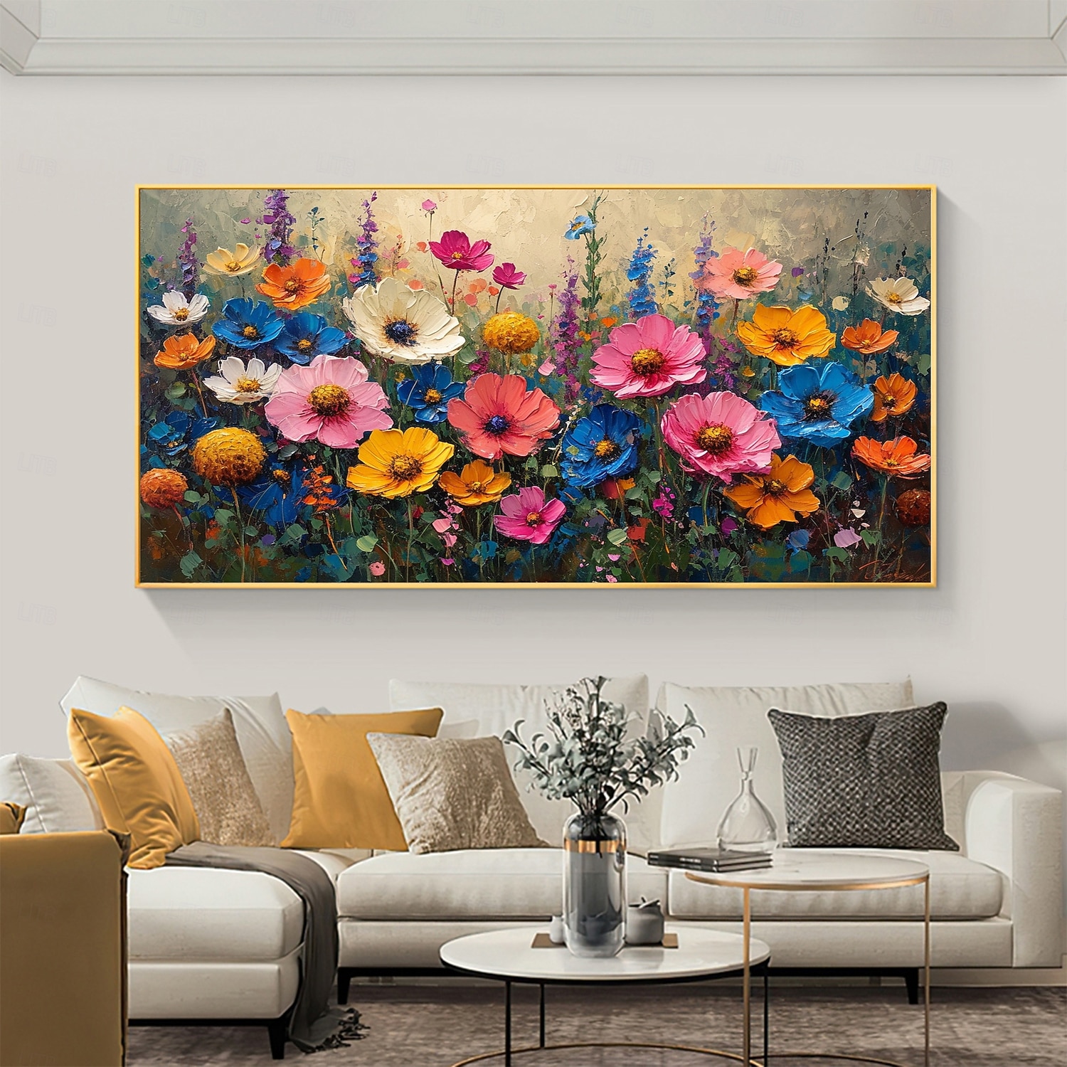 handgemachtes Ölgemälde auf Leinwand, Wandkunst, Dekoration, abstraktes, farbenfrohes Blumengemälde, Blumengemälde für die Inneneinrichtung, gerolltes, rahmenloses, ungedehntes Gemälde 2025 - $147.99 –P7