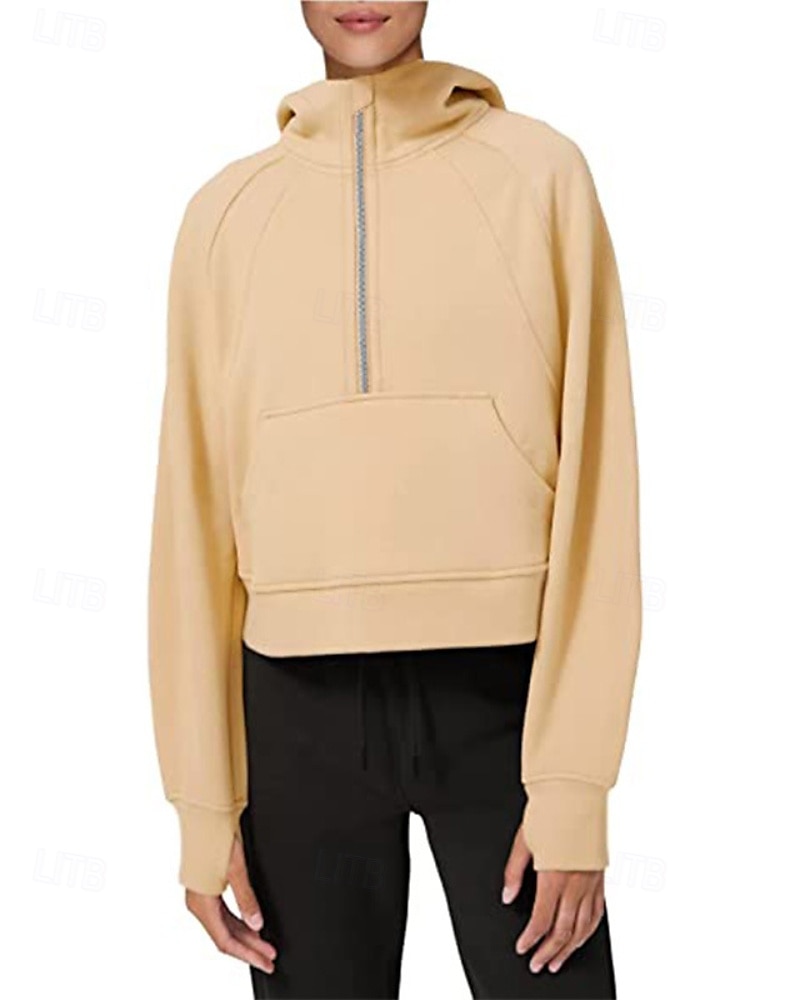 Women's Pullover Hoodie Sweatshirt Plain Streetwear Casual Long Sleeve Hooded Regular Tops Street Holiday Zipper Light Pink Black Pink Red Navy Blue Winter 2025 - $25.99 –P9