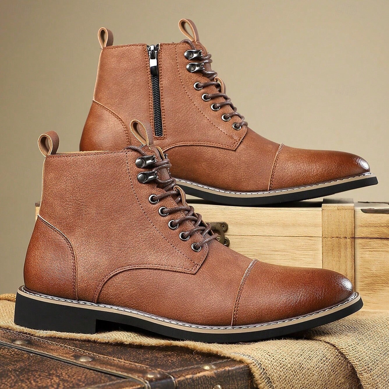 Bottines à lacets vintage pour homme – bottines à bout droit avec coutures classiques pour le travail, le week-end et l'automne de 2025 ? $54.99 –P5