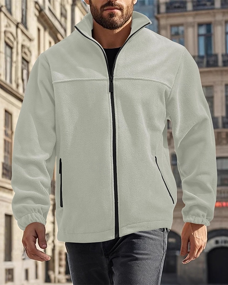 Bărbați Hanorca Fleece Polar Jachetă din lână Hanorac cu fermoar complet Negru Mov Portocaliu Gri Deschis Gri Închis Guler în picioare Simplu Buzunar Sporturi & Exterior Zilnic Concediu Poliester Șic 2025 - $32.99 –P8