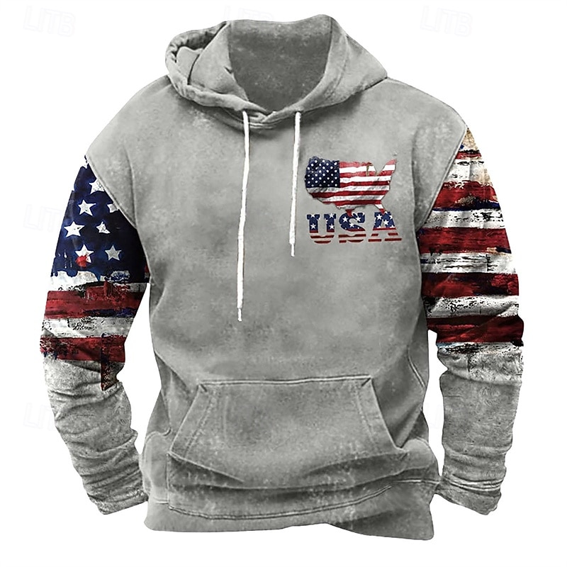 Ανδρικά Φούτερ με Κουκούλα Μαύρο Πράσινο Χακί Βαθυγάλαζο Θαλασσί Καφέ Με Κουκούλα Εθνική Σημαία Τσέπη Αθλήματα & Ύπαιθρος Καθημερινά Αργίες Πολυεστέρας Κομψό στυλ street Βασικό Καθημερινό 2026 - $26.99 –P5