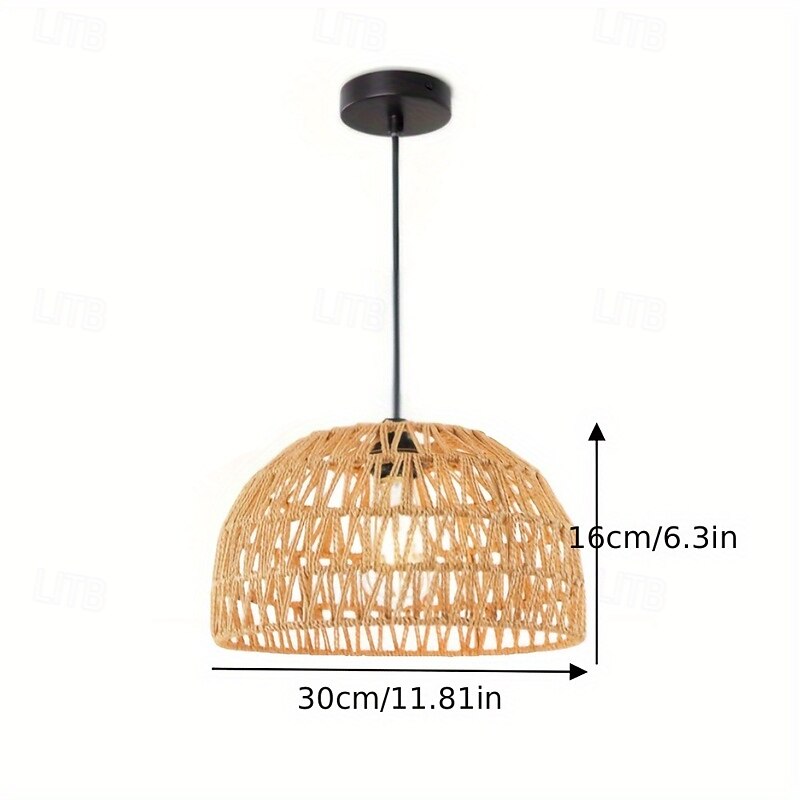 Lampada a sospensione vintage in rattan a forma di cupola, corda intrecciata a mano, luce bianca calda/bianca, e26/e27, catena regolabile del 2025 a $89.99 –P5