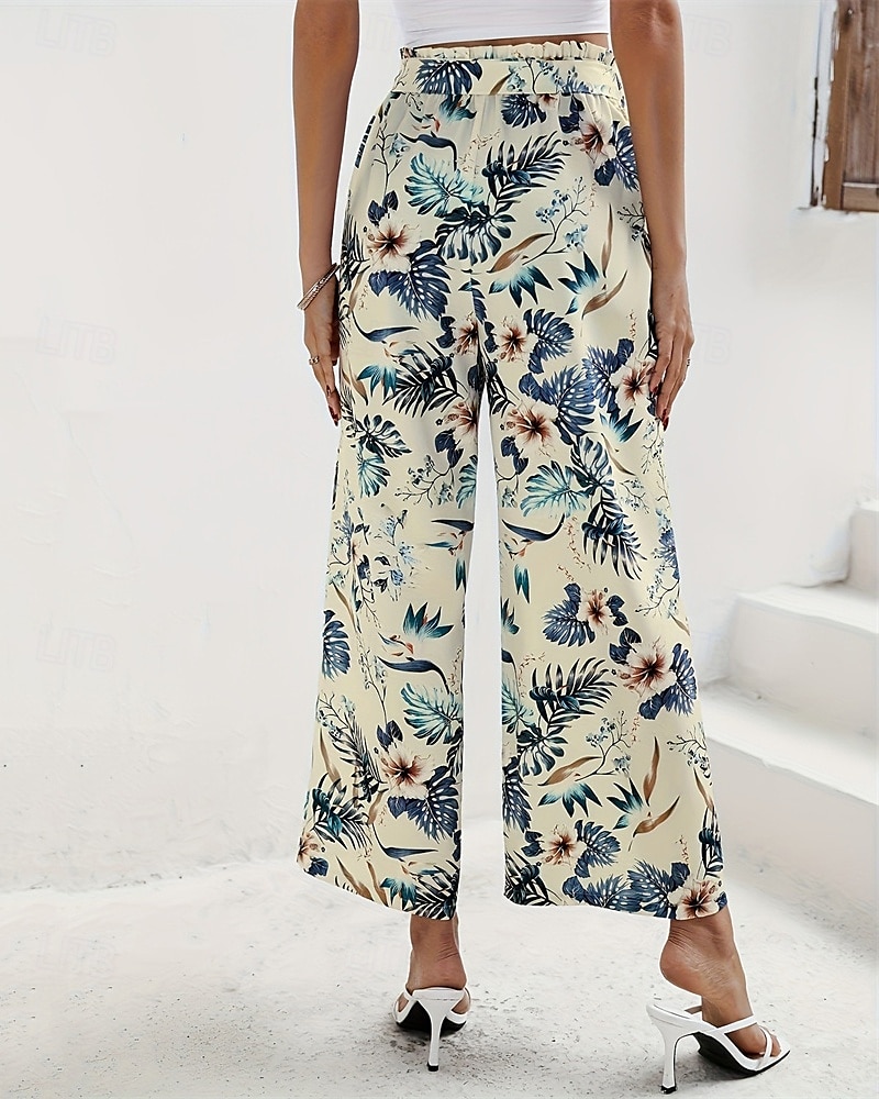 Per donna Gamba larga Pantaloni Corti Pantaloni Palazzo Moda Streetwear Lunghezza alla caviglia Vita Alta Piante Elastico in vita Traspirabilità Confortevole Streetwear Abbigliamento quotidiano Uscire del 2025 a $18.99 –P2