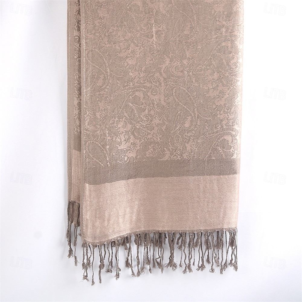 Damhalsduk i paisleymönstrad jacquardmönster i akryl – varm, trendig lång franssjal med etnisk stil för hösten &vinter 2025 - $14.99 –P12