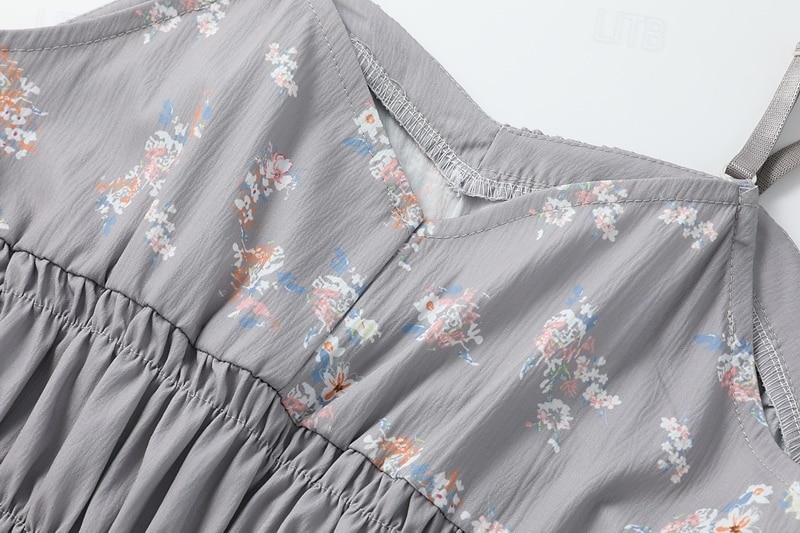 Women's Mini Dress Casual Dress Summer Dress Slip Dress Boho Dress Elegant Fashion Romantic Holiday Date Beach Regular Fit Flower Sleeveless V Neck Gray Summer 2025 - $29.99 –P8