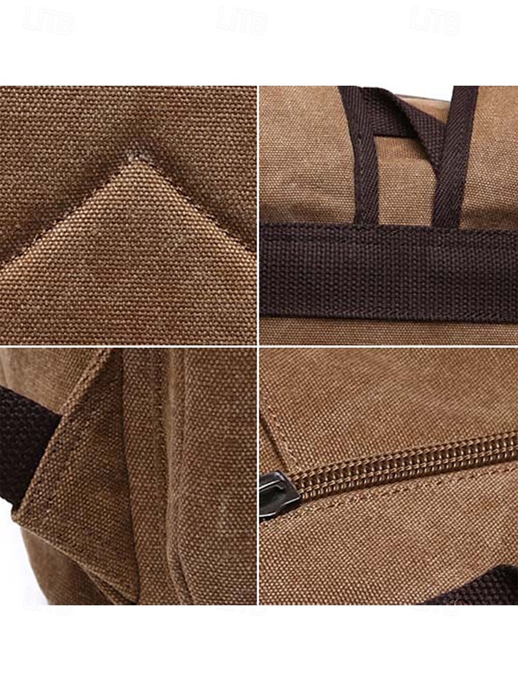 Brauner Canvas-Rucksack für Herren mit Multi-Taschen-Design – Vintage-Reise-Laptoptasche für 15,6-Zoll-Geräte, ideal für Arbeit, Schule, Wandern und Wochenendausflüge 2026 - $54.99 –P9