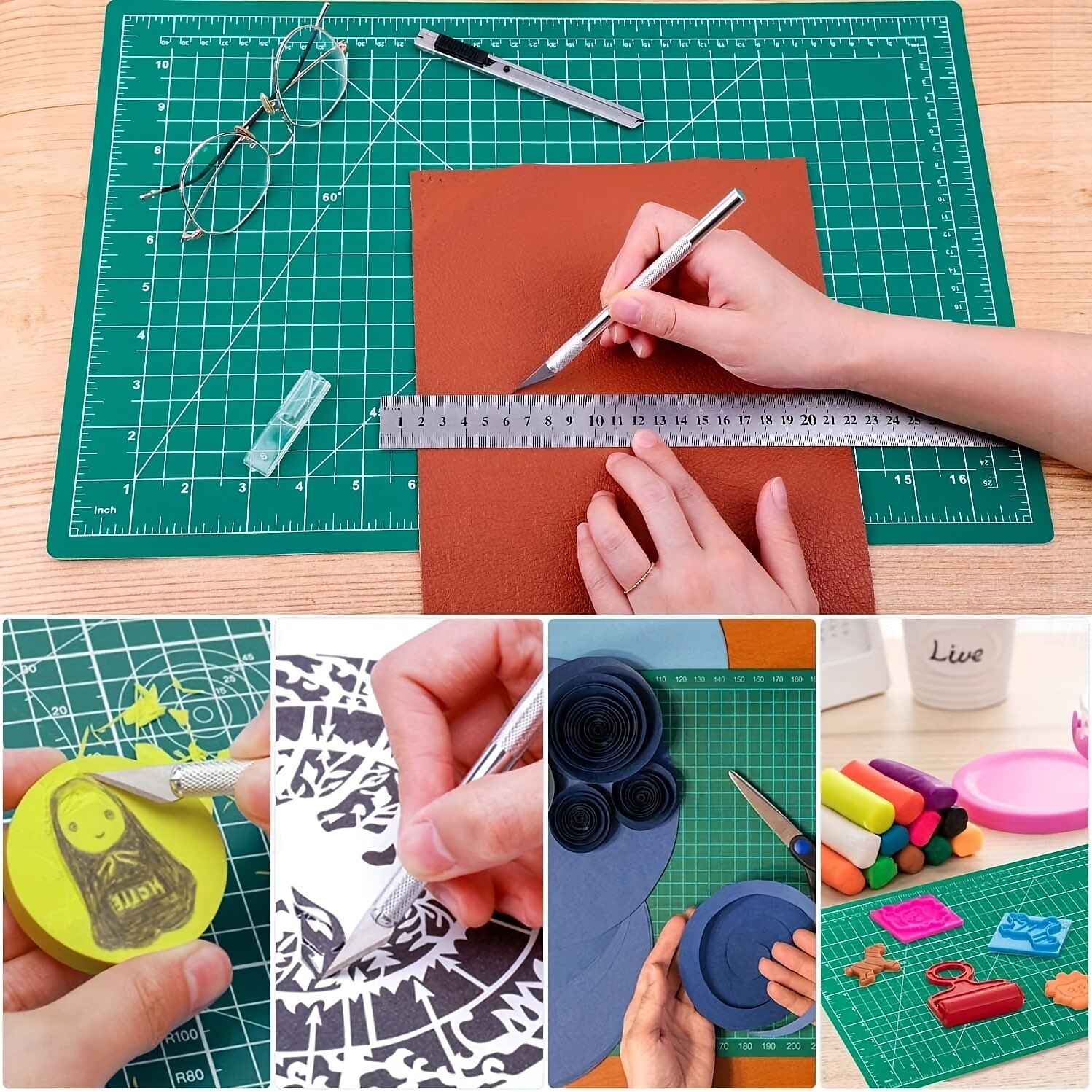 1 stuk 5-laags A3 zelfherstellende roterende snijmat, dubbelzijdig, voor knutselen, naaien, knutselen, hobby's, stoffen, precisie, scrapbooking, projecten 2025 - $18.49 –P8