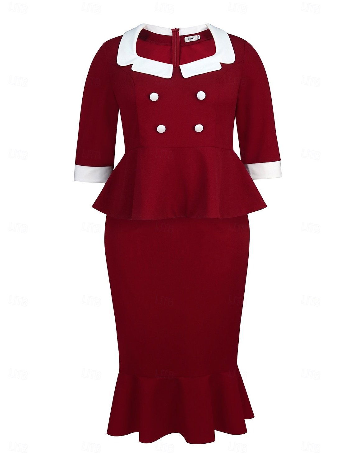 Retro Vintage 1950er 1960er Midlänge Bleistiftrock Zweiteiliges Set Schößchentop Übergröße Passform und Flare Kostüm Damen Formell Party & Abend Retro-Mottoparty Erwachsene Kleid Ganzjahres 2025 - $53.99 –P1