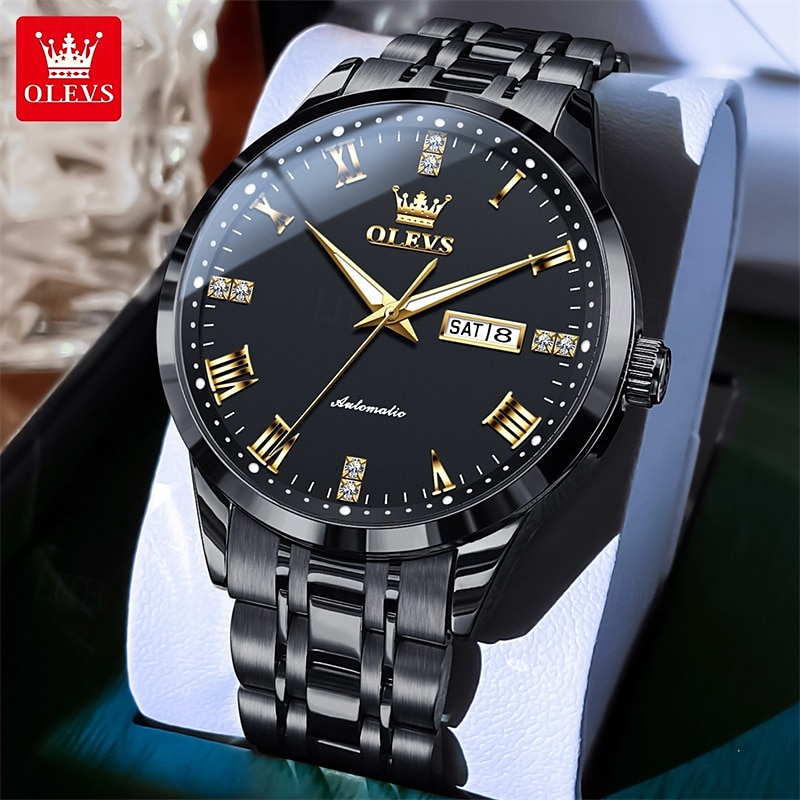 The New Olevs Brand Men'S Business Fully Automatic Mechanical Watch Is Waterproof Luminous Calendar And Day Display Fashionable And Trendy Men'S Watch Casual Sports Wristwatch 2025 - $68.99 –P6