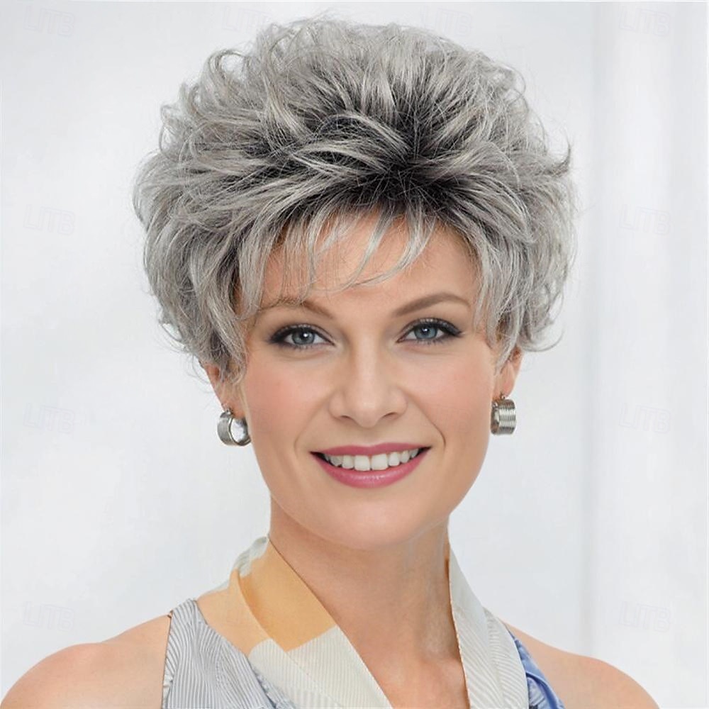 Synthetische Perücken Locken Pixie-Schnitt Maschinell gefertigt Perücke Kurz A1 A2 A3 A4 Synthetische Haare Damen Weich Modisch Einfach zu tragen Blond Braun Silber 2025 - $19.99 –P2