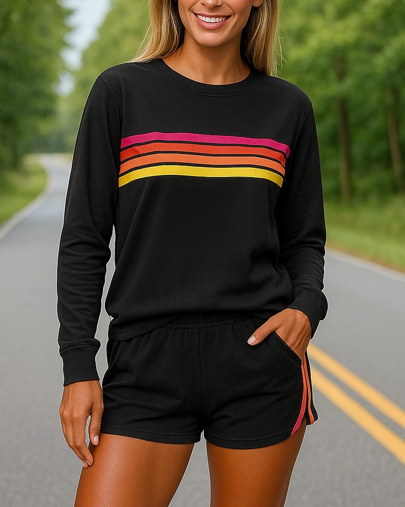 Damskie Dres Bluza z kapturem Spodenki dresowe Kieszeń Prążki Zestawy odzież Wiosna Czarny Różowy Siłownia Na zewnątrz Bieganie Wysoka talia Lekki Oddychający Długi rękaw Sport Odzież sportowa 2025 - $46.99 –P5