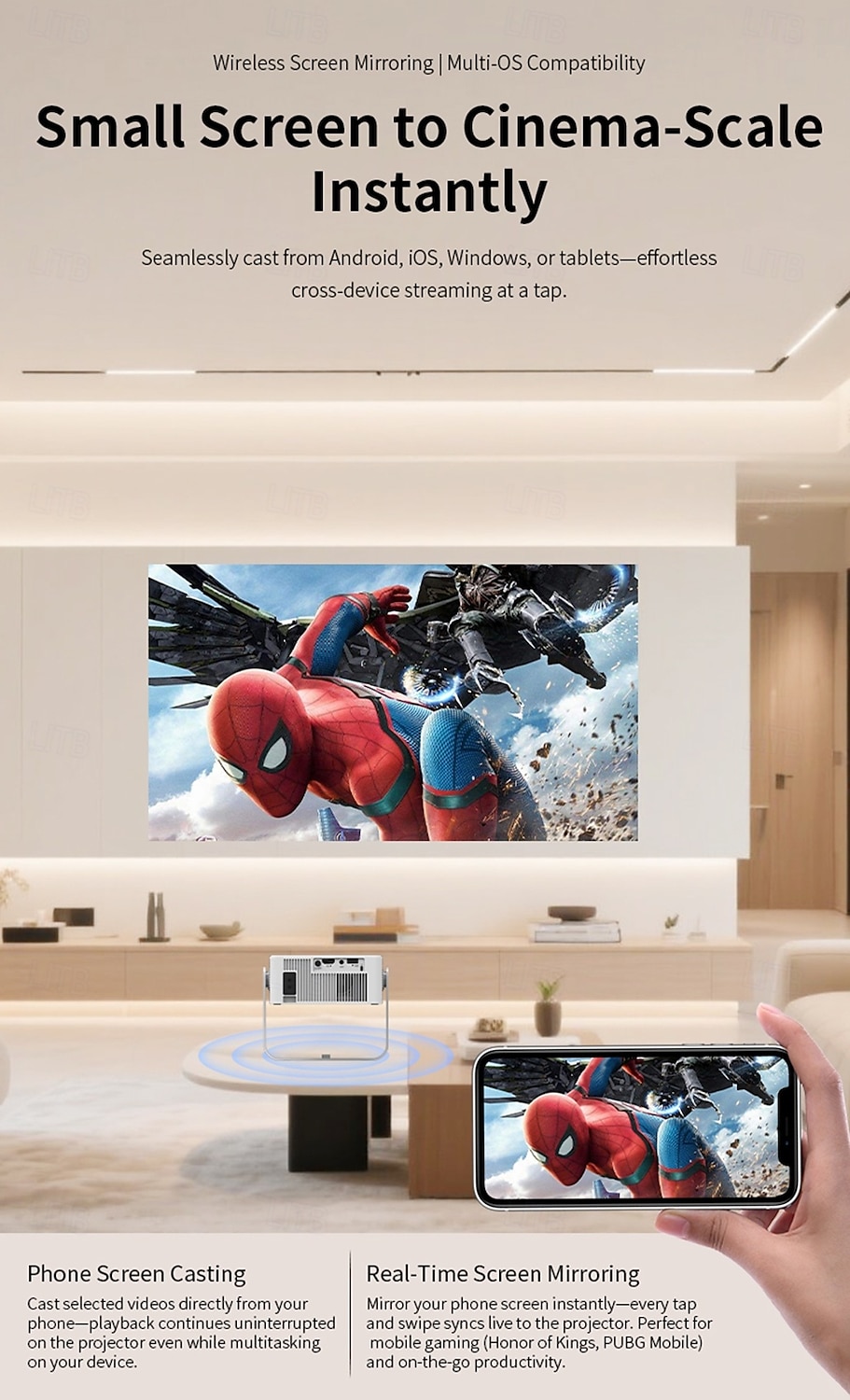 Ultra HD 4k Projector With Native 1080P 150 Lumens Home Theater Smart Android TV Daylight Beam Projectors 5G WIFI New Projecto 2025 - $63.99 –P14