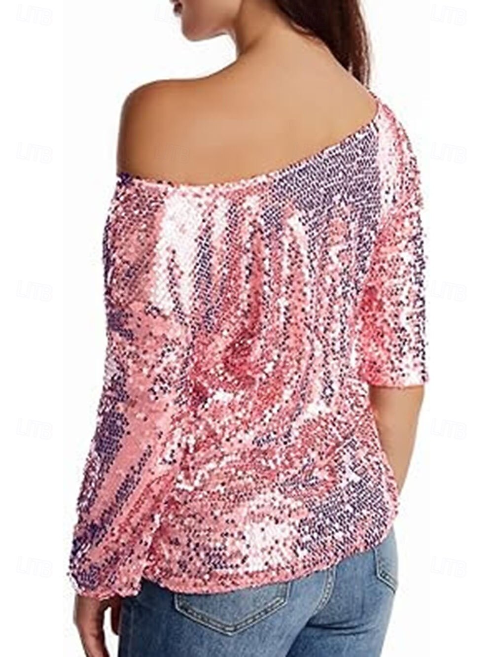 Naisten Paljetti Kimalteleva Juhla Glitter Paljetti sparkly Tyylikäs Pitkähihainen kylmä olkapää Tavalliset topit Päivittäin Pyhäpäivä Hopea Musta Punastuvan vaaleanpunainen Viini Kulta Kevät Syksy 2026 - $31.99 –P4