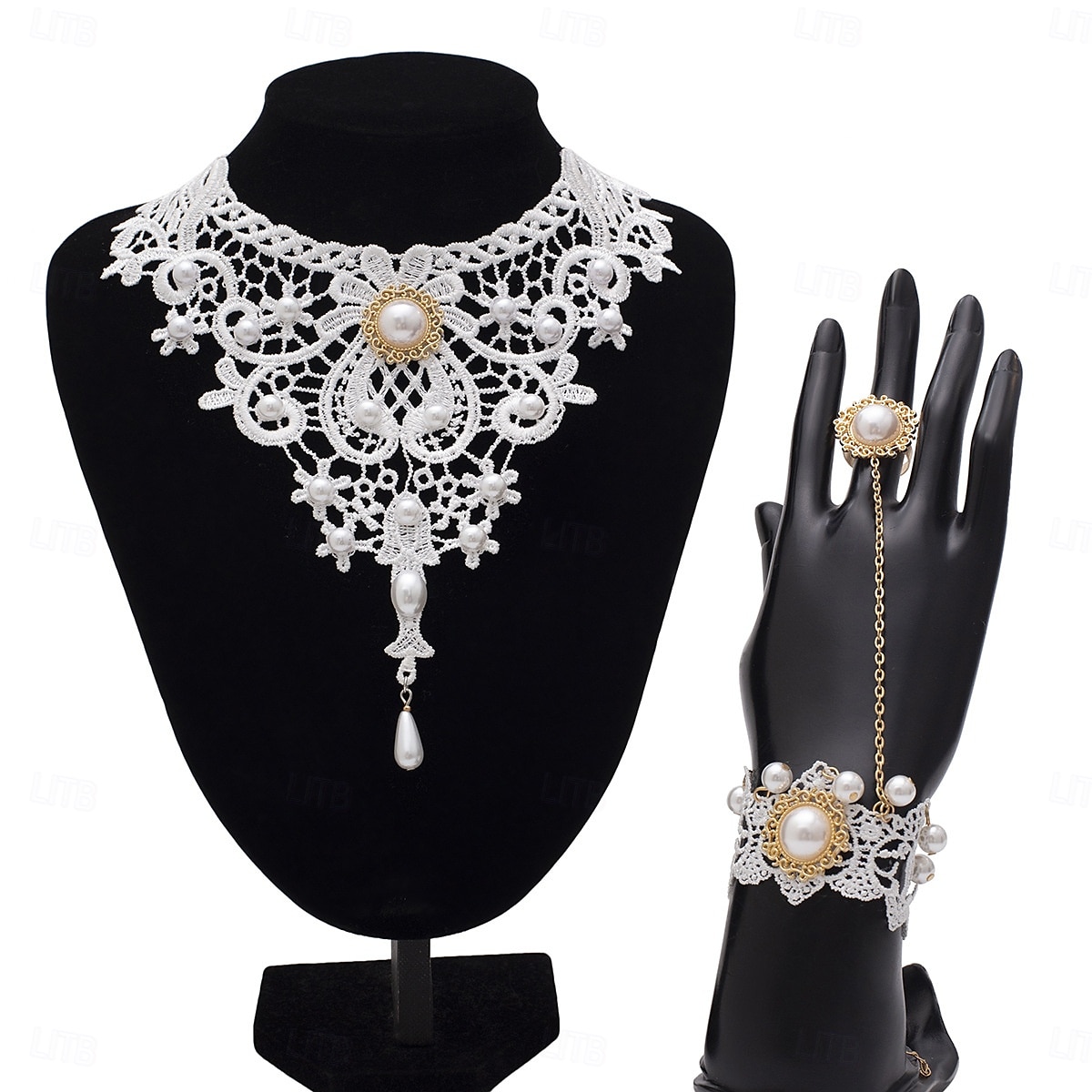 Collana girocollo in pizzo gotico da donna - stile vittoriano vintage nero con pietre preziose rosse e dettagli in perline, elegante gioiello per feste gotiche ed eventi cosplay del 2025 a $11.99 –P5
