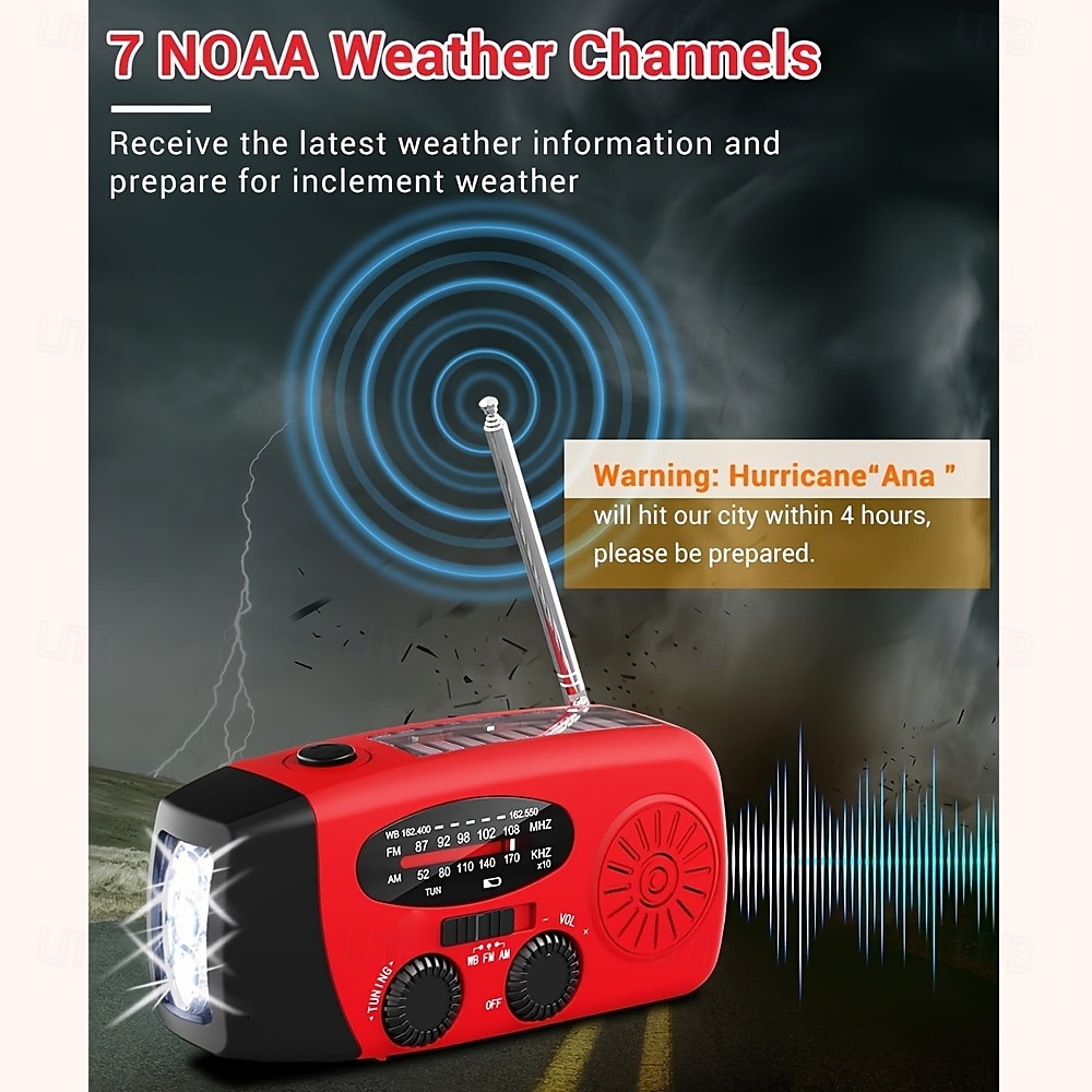 Radio de emergencia 276 FM/CD/TTY - Pronóstico meteorológico AM/NOAA de 7 días, 4 horas de autonomía, banda dual (VHF/UHF) con batería de litio 18650, radio portátil de mano para acampada, senderismo 2025 - $55.99 –P1