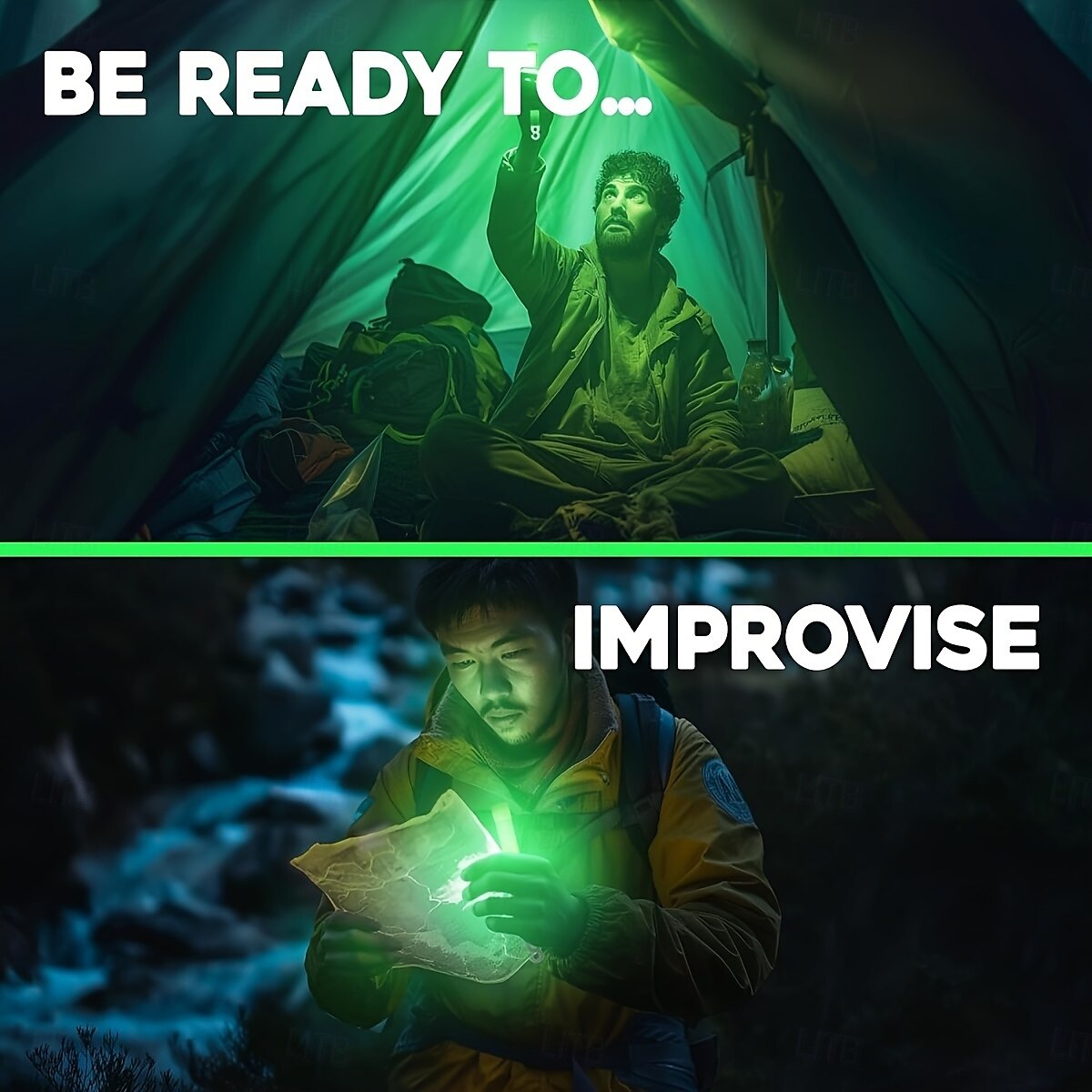 Lampe chimique durable de qualité industrielle à longue durée de vie de 12 heures, grand bâton vert, aucune alimentation requise, idéale pour le camping, les urgences, les fêtes, etc. - accessoires de de 2025 ? $15.49 –P3