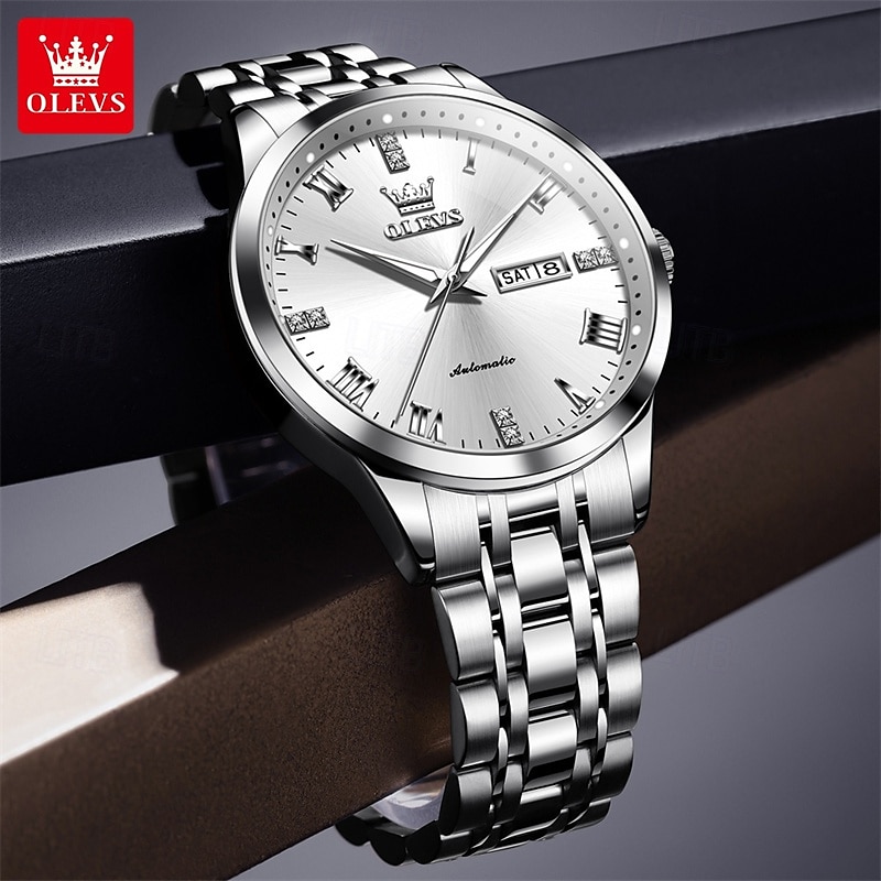 The New Olevs Brand Men'S Business Fully Automatic Mechanical Watch Is Waterproof Luminous Calendar And Day Display Fashionable And Trendy Men'S Watch Casual Sports Wristwatch 2025 - $68.99 –P1