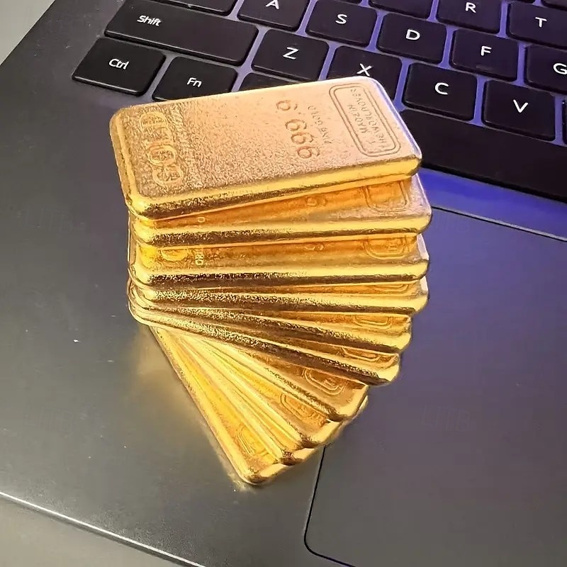 10 peças de ornamentos de réplica de barra de ouro, mini lingotes de ouro de metal sólido para decoração de casa, decorações de símbolo de riqueza, presente ideal para ano novo, natal, dia dos de 2026 por $19.99 –P4