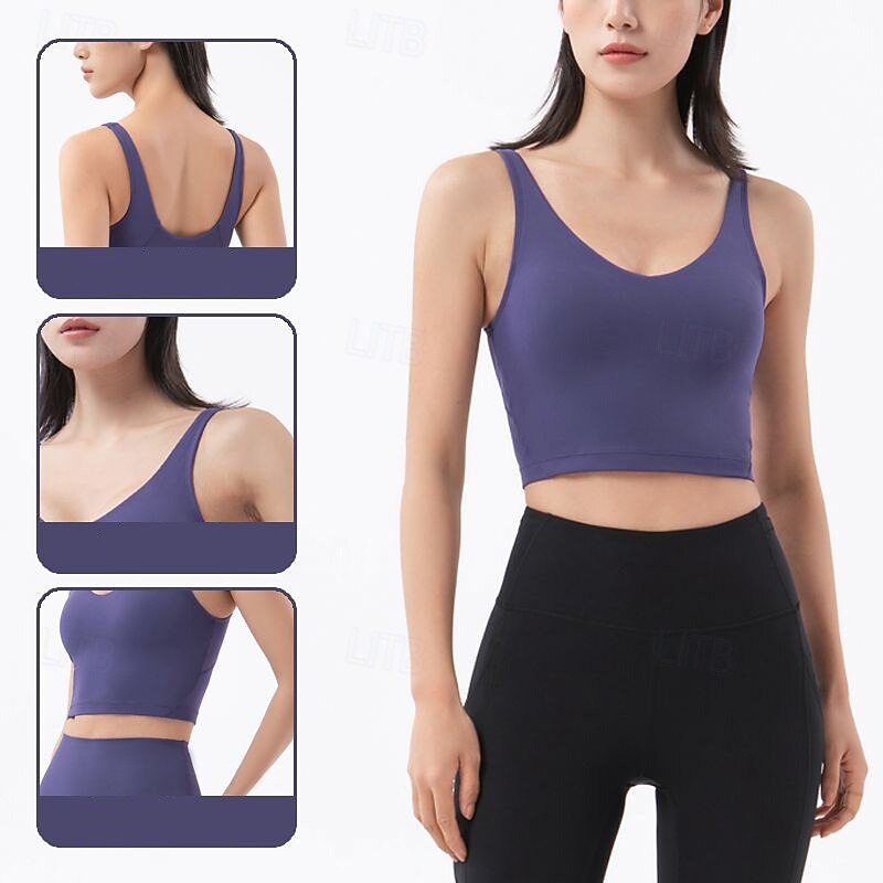 Damskie Top do jogi Stanik sportowy Bielizna Střední podpora Nagi Jednolity/zwykły kolor Sport Odzież sportowa Srebrny Czarny Pilates Zumba Bieganie 2026 - $26.99 –P2