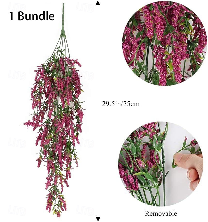 4 bunter kunstig lavendel hengende blomsterbukett vinranke hengende planter falsk eføy vinblader til terrasse hjem soverom bryllup innendørs utendørs veggdekor, hjemmedekor, estetisk romdekor 2025 - $23.99 –P4