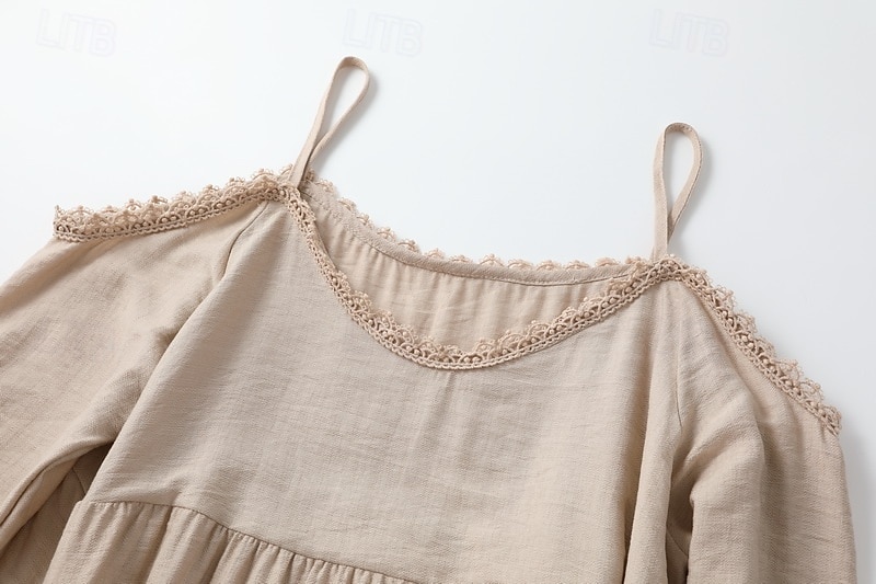 Női Mini ruha Boho ruha Nyugati ruha Klasszikus Modern Szabadtéri Vakáció Napi Normál Sima Hosszú ujj Spagettipánt Sárgabarack Nyár 2025 - $31.99 –P6