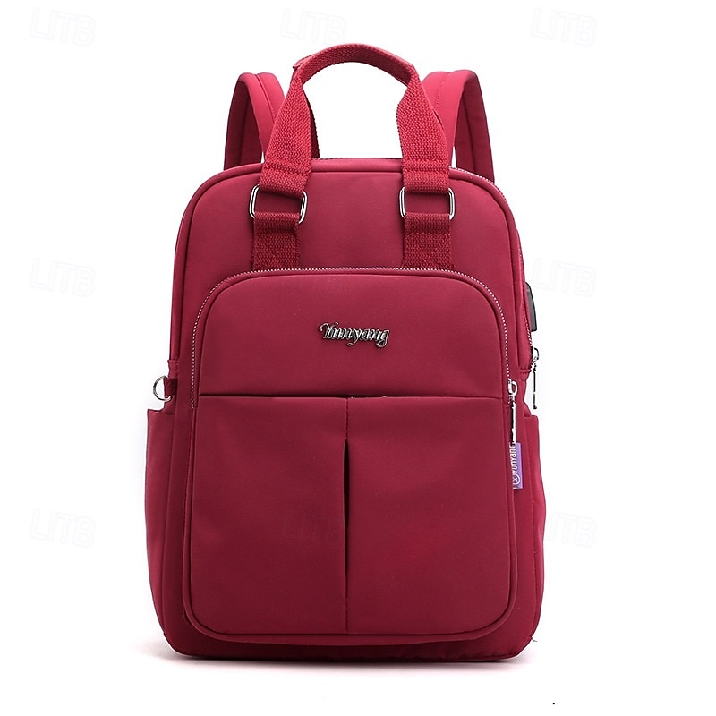 Femmes Sac à Dos Cartable Sac à Dos Fonctionnel Sac à dos scolaire École Quotidien Voyage Nylon Réglable Léger Fermeture éclair Gris foncé Noir Rose Claire de 2025 ? $34.99 –P6