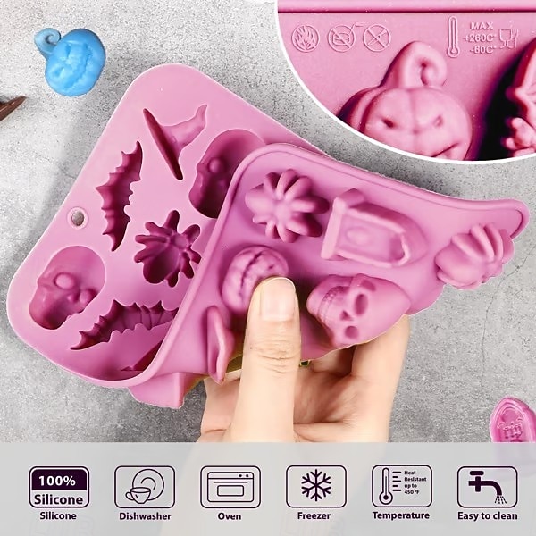 2 Pack Halloween Skull Spider Chocolate Silicone Molds, Non-Stick DIY Fondant Molds for Cake Decorating, Candy, Jelly, and Baking Decorations 2025 - $10.99 –P1