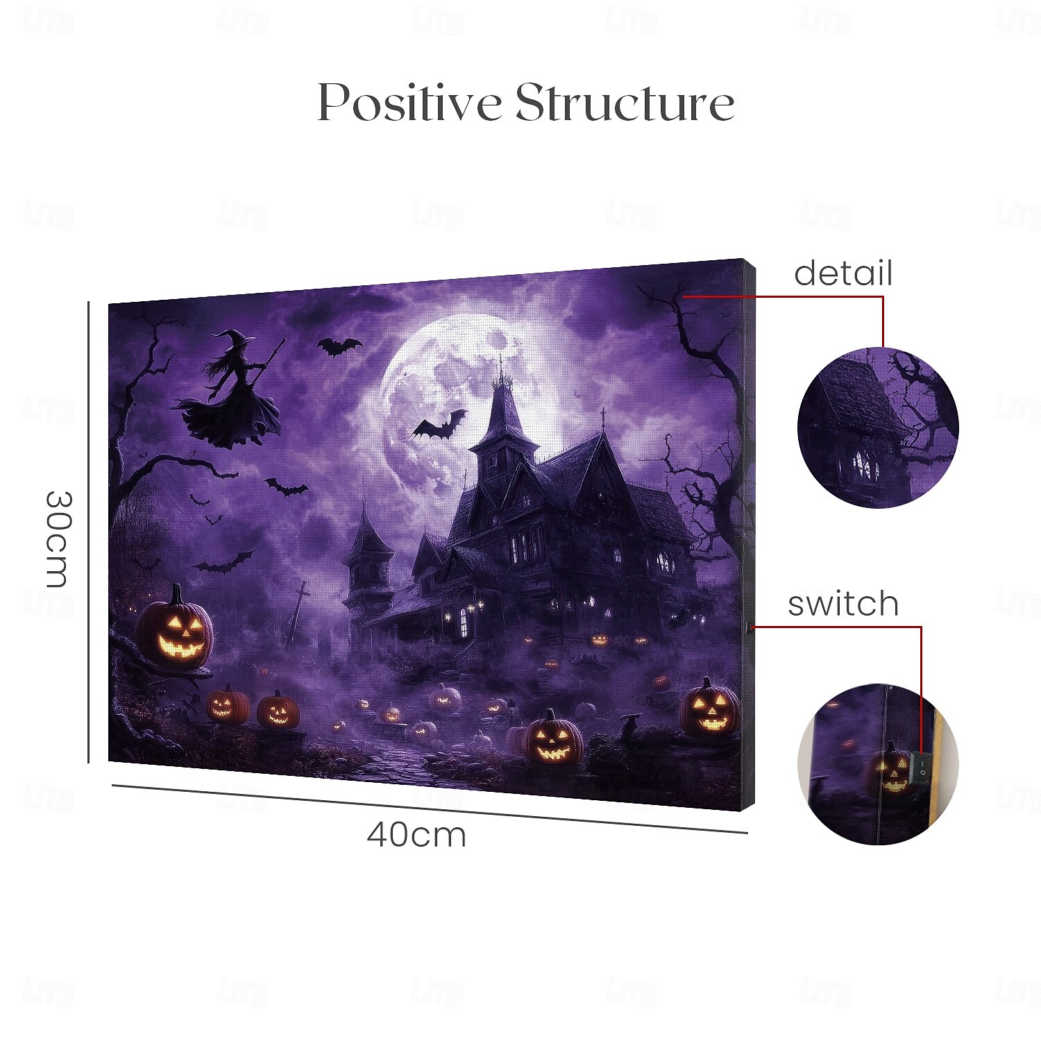 Halloweenské LED plátno na zeď, LED osvětlená nástěnná dekorace, 2aa baterie, osvětlené plátno, led světlo, kuchyň, ložnice nebo domácí dekorace, vodopád 2025 - $35.99 –P8