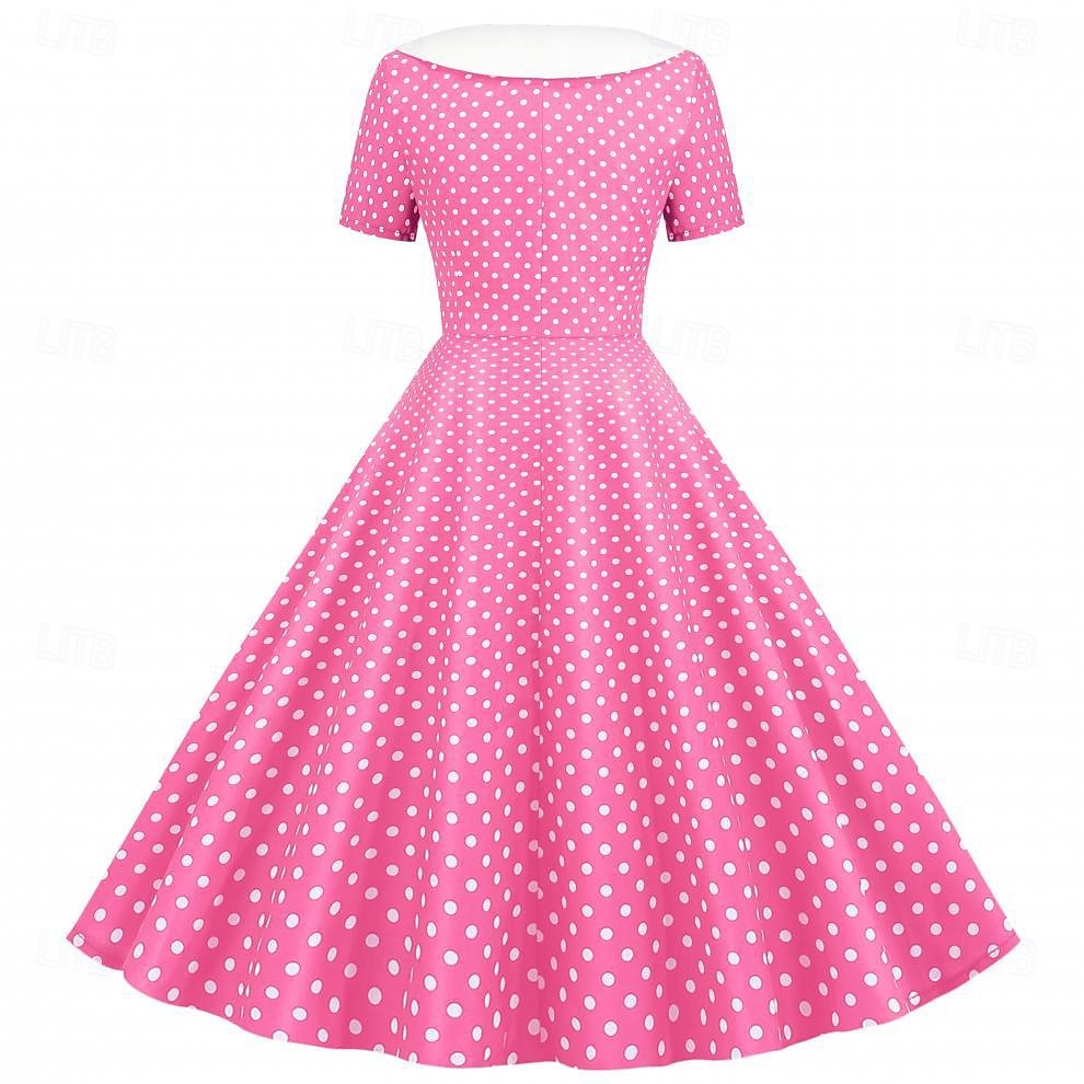 Retro Vintage 1950s Rockabilly Knee Length Dress Swing Dress Flare Dress Normal Polka Dot A-Line V Neck Fancy Dress Women's Carnival New Year Masquerade Daily Wear Tea Party Retro Theme Party Adults' 2026 - $34.99 –P20