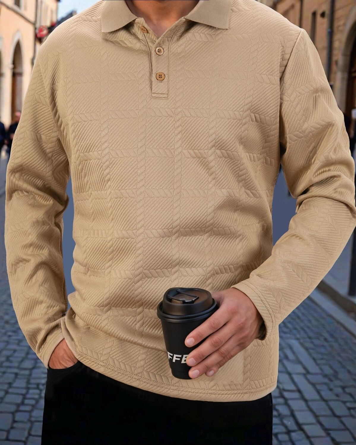 Herren Golfshirt Arbeit Lässig Revers Langarm Mode Bequem Einfach Knöpfe Frühling & Herbst Cachi scuro Schwarz Weiß Marineblau Militßrgrün Grau Golfshirt 2025 - $21.99 –P4