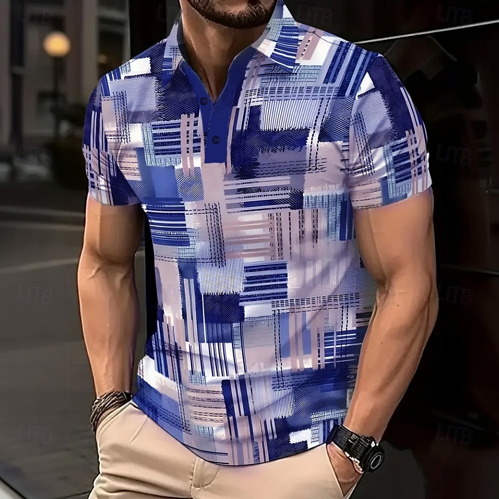 Men's Color Block Polo Short Sleeve Polo Shirts Collared Shirts Casual Athleisure Buttons Summer Blue Navy Blue Purple 2026 - $21.99 –P8