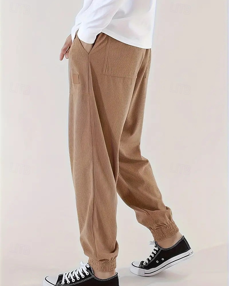 Per uomo Pantaloni da tuta Joggers Pantaloni in velluto a coste Tasca Elastico in vita Coulisse Semplice Comodità Sport all'Aperto Quotidiano Moda Casual Marrone Scuro Nero Micro-elastico del 2025 a $17.99 –P3