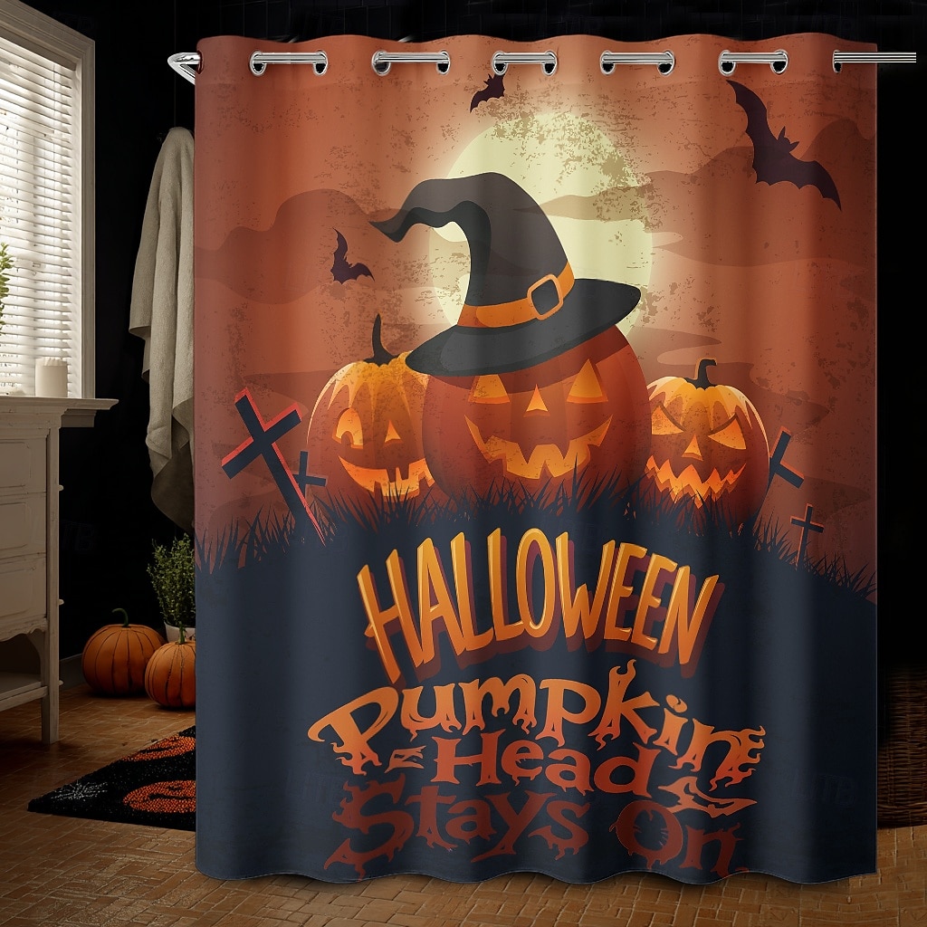 Rideau de douche d'Halloween avec crochets en polyester lavable et imperméable, décoration de salle de bain et baignoire de 2025 ? $21.99 –P16