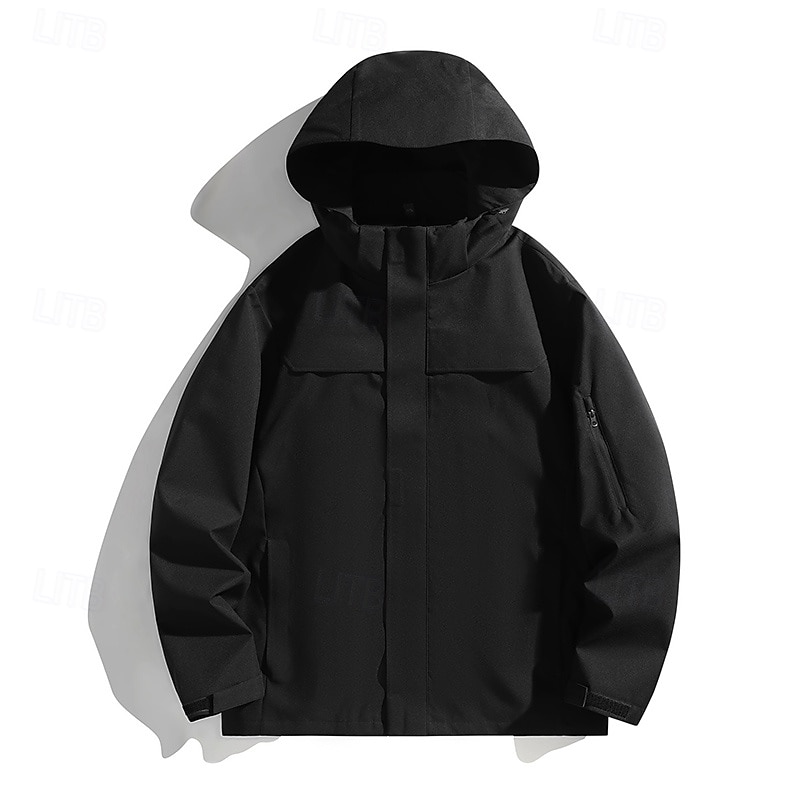 Herren Windjacke Wanderjacke Hardshelljacke Außen Wasserdicht Winddicht Wanderoutfits Wanderbekleidung Frühling Herbst Oberteil Camping / Wandern / Höhlenforschung Laufen Einfarbig Schwarz Armeegrün 2025 - $49.99 –P7