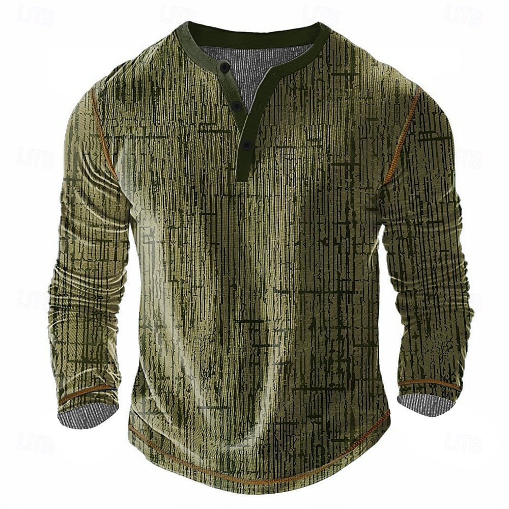 Herr Geometrisk Abstrakt Henleytröja Våffel T-shirt Långärmad Vintage Dagligen Retro / vintage Utomhussport Ledigt Helgdag Vår & sommar Alla årstider Grå Blå Grön Vinröd Henley Henley T-shirt 2025 - $22.99 –P3