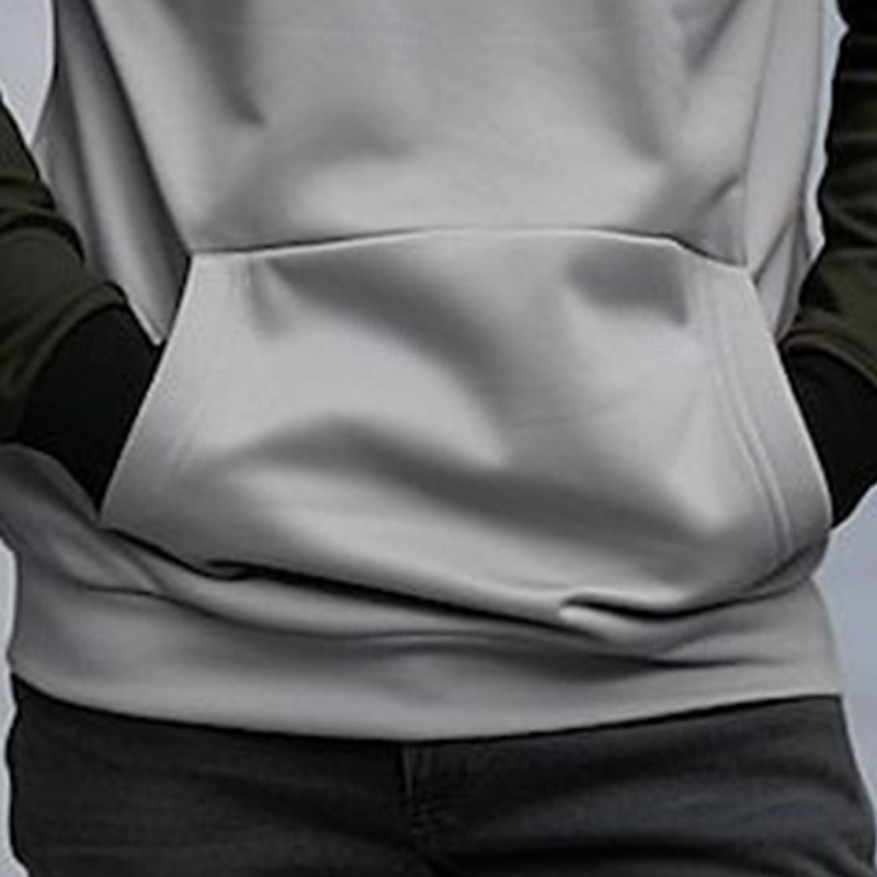 Herre Hattetrøje Gul Rød Kakifarget Grå Med hette Fargeblokk Fargeblokk Lomme foran Sport & Utendørs Avslappet Daglig Gatemote Kul Sportsklær Alle årstider Klær Gensere Gensere 2026 - $24.99 –P5