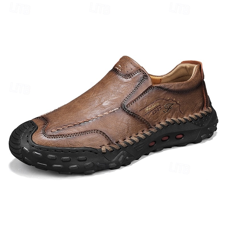 herrloafers i mjuk konstläder – halkfria promenadskor för vardagskomfort och bilkörning 2025 - $46.99 –P1