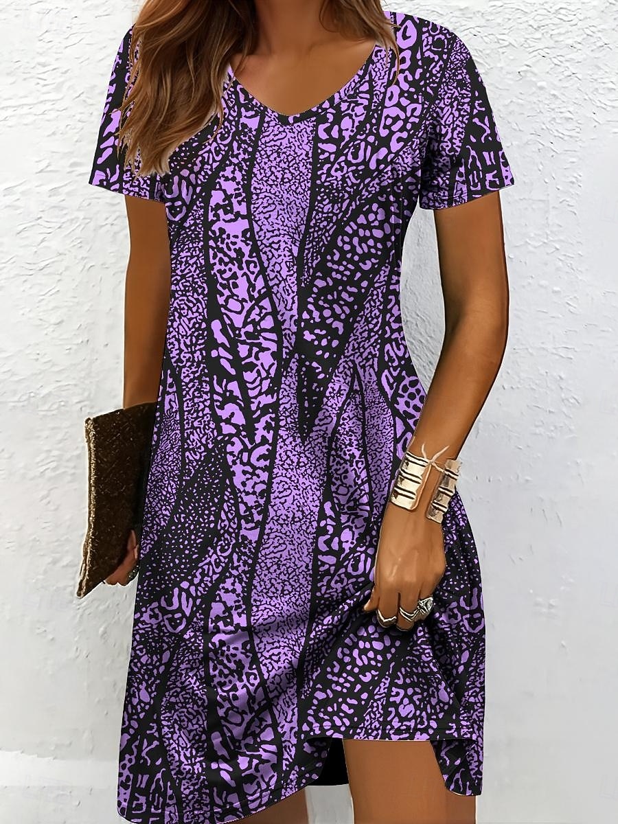 Per donna Mini Abito Vestito Estivo Abito a Maglia Vestito Casual Vestito T-Shirt Vacanza Casual Vestibilità regolare Grafico Geometrico Astratto Manica Corta Scollo a V Blu Bianco e nero Giallo Rosa del 2026 a $24.99 –P5
