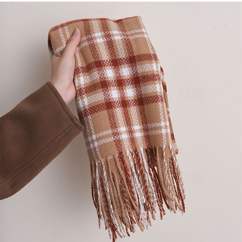 Foulard Rectangulaire Femmes Rue Quotidien Date Noir Jaune Écharpe Plaid de 2025 ? $21.99 –P6
