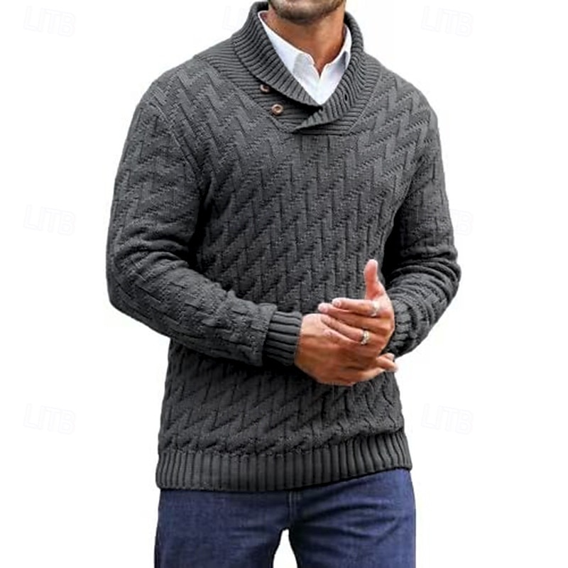 Homme Pull Torsadé Tricoter Hauts Réguliers Tricoté Coupe ajustée Uni Col montant Tricots Contemporain Occasionnel Tenue quotidienne Vêtement Tenue Automne Noir Rouge Bordeaux M L XL de 2025 ? €36.99 –P7