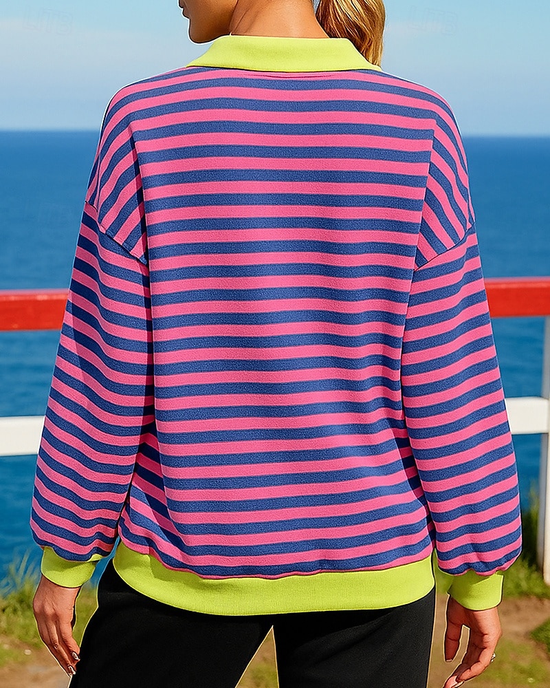 Femmes Sweat-shirt à enfiler Hauts décontractés Couleurs contrastées Mode manche longue Top Athleisure Automne Coupe-vent Randonnée Entraînement Course Tenue de sport Tenues de Sport Rayures Jaune de 2025 ? $17.99 –P2