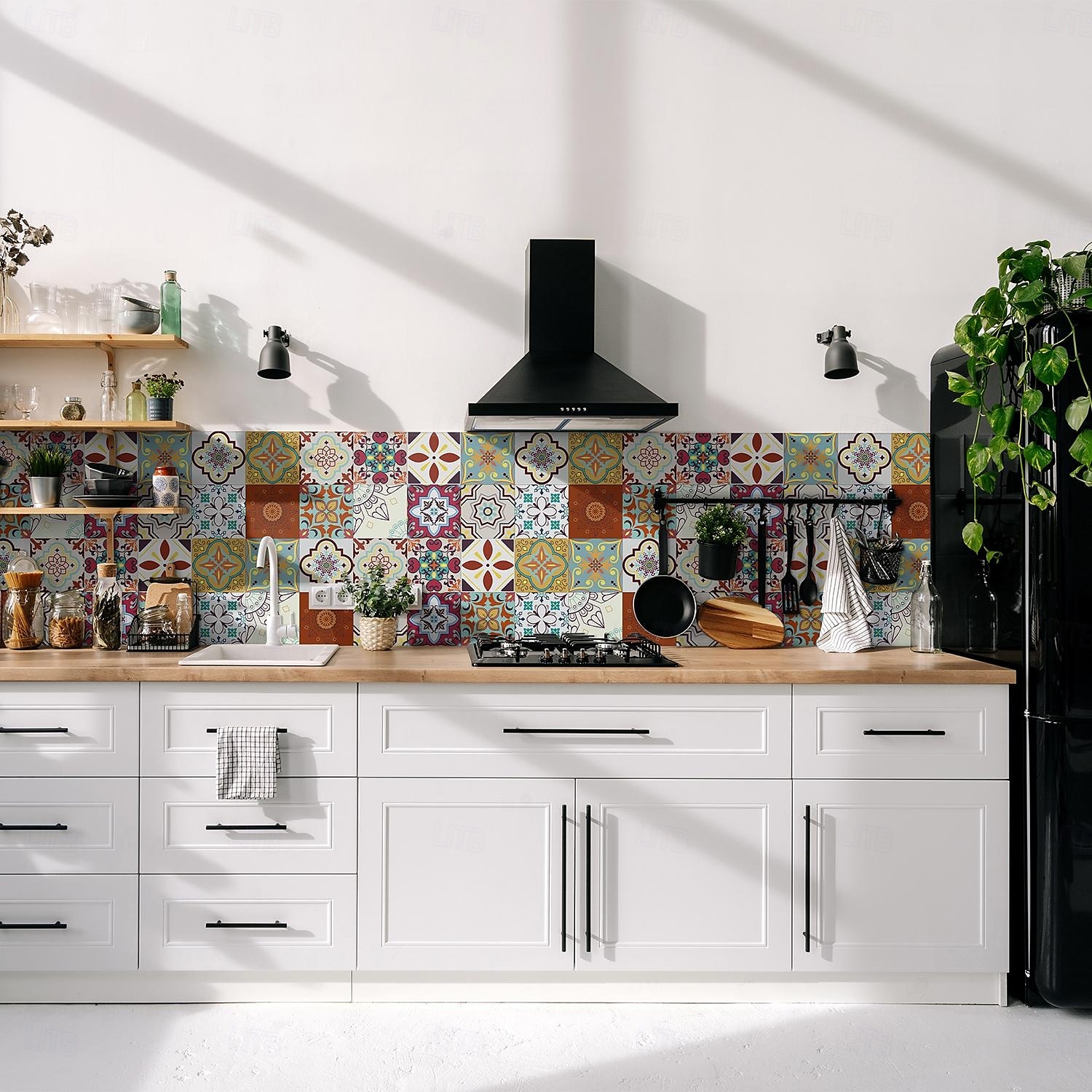 24 pegatinas de azulejos de estilo marroquí, calcomanías de pared de PVC con película de cristal engrosada, impermeables &Decoración de pared de azulejos retro extraíbles y a prueba de aceite para 2025 - $10.99 –P9