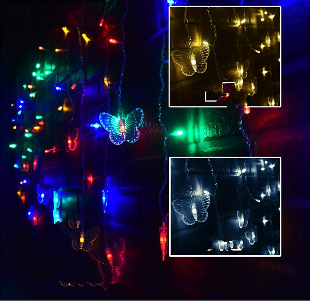 2025年 クリスマスライト LED バタフライ/アイスコーン/ペンタグラム/クリスマスツリー/スノーフレークカーテン つららフェアリー キャンプストリングライト ガーランド 屋外用 家庭用 新年パーティー装飾 1個 コレクション – $19.49 –P6