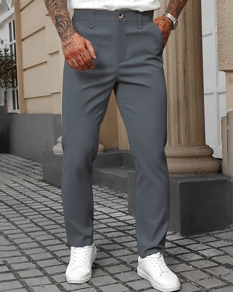 Hombre pantalones de traje Pantalones Chinos Bolsillo Botones Plano Comodidad Formal Fiesta Trabajo Moda Estilo clásico Negro Blanco Microelástico 2025 - $22.99 –P18