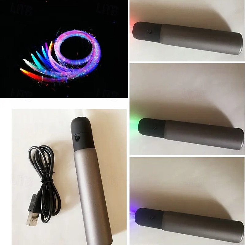 Frusta ottica a LED ricaricabile tramite USB, girevole a 360°, multicolore, discoteca, RGB, danzante, luminosa, scintillante, flusso, stringa del 2025 a $29.99 –P9