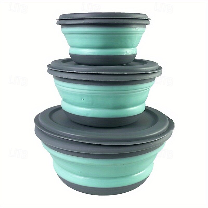 Set di 3 ciotole pieghevoli in silicone - senza BPA e a prova di perdite &durevole - pieghevole &design espandibile per una facile conservazione - perfetto per i viaggi in campeggio &avventure del 2025 a $37.99 –P10
