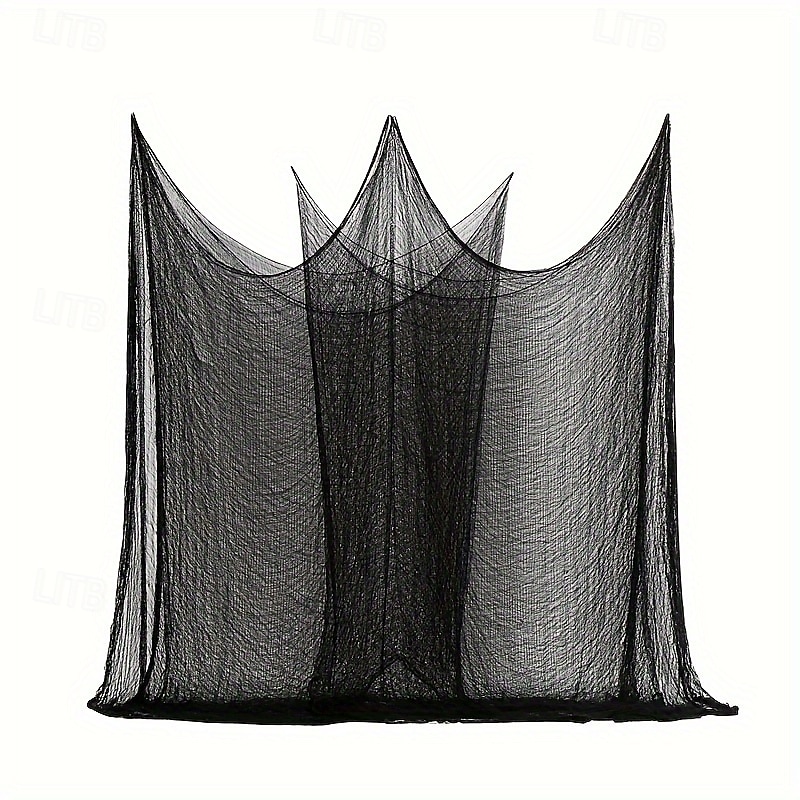Tenda in garza nera spettrale da 1 pezzo per Halloween, perfetta per decorazioni di case infestate, discoteche e stanze di fuga, tessuto in poliestere, decorazioni di Halloween, contenitore del 2025 a $7.99 –P11