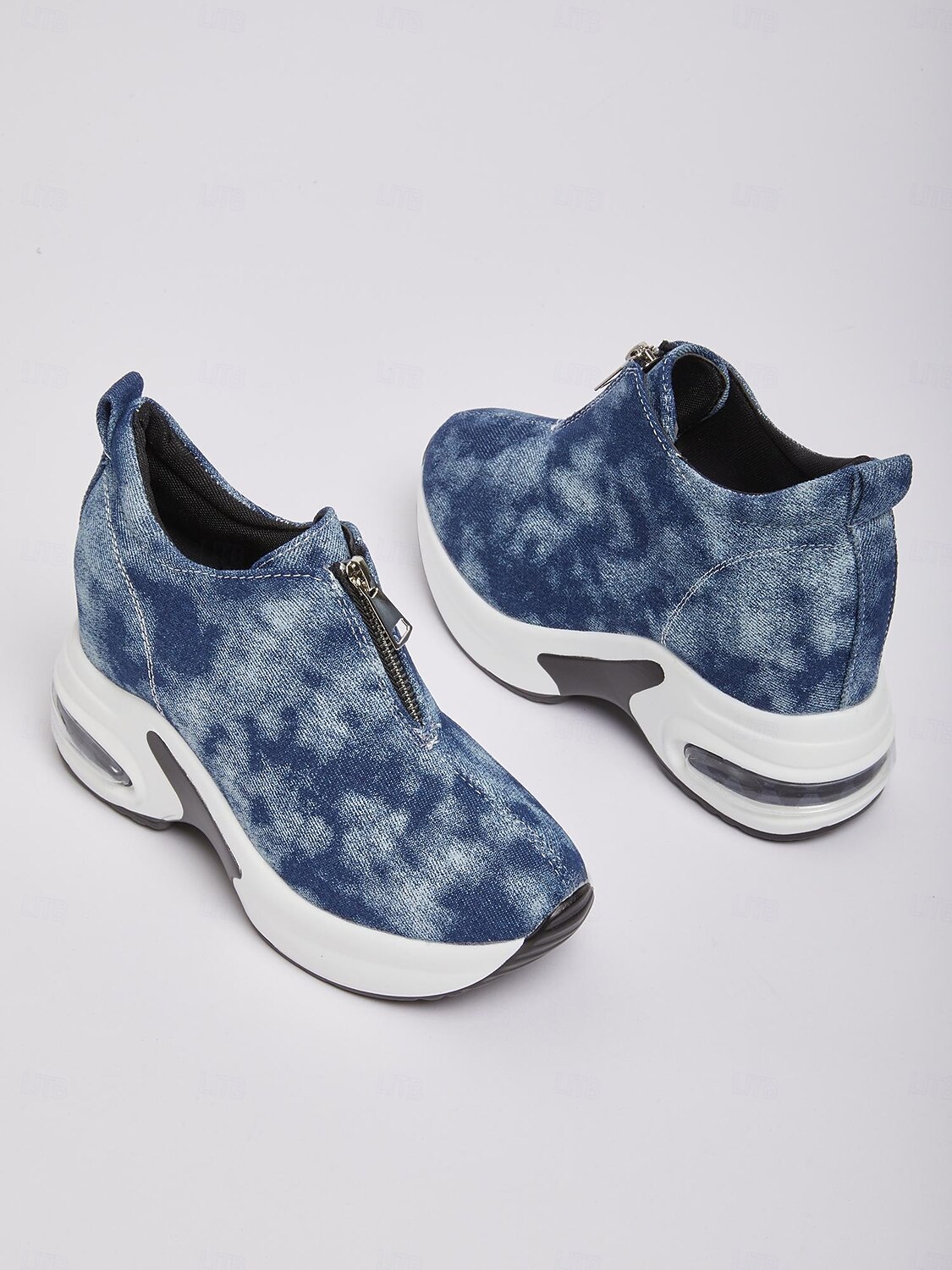 Women's Canvas Platform Sneakers with Air Cushion – Trendy Zip-Up Wedge Walking Shoes for Casual Outfits, Street Style and Travel 2025 - $32.99 –P2